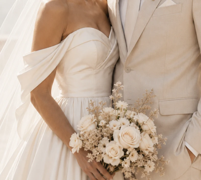 Detalle del ramo de una novia